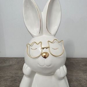 New Easter Bunny Rabbit With Glasses Ceramic Bust Easter Decor 2026